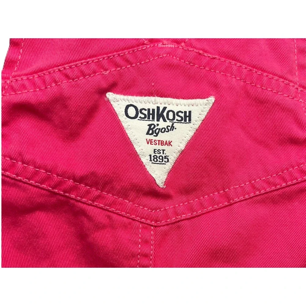 Vtg OshKosh B’Gosh Vestbak Cotton pink Heart Pocket Overalls 9 Months HTF Soft
